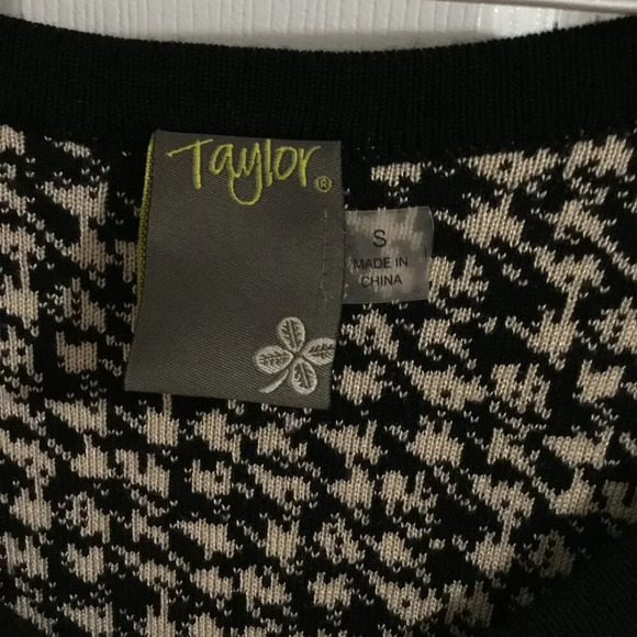 TAYLOR HOUNDSTOOTH Black & White Fit & Flare Dress SIZE S - Picture 4 of 8